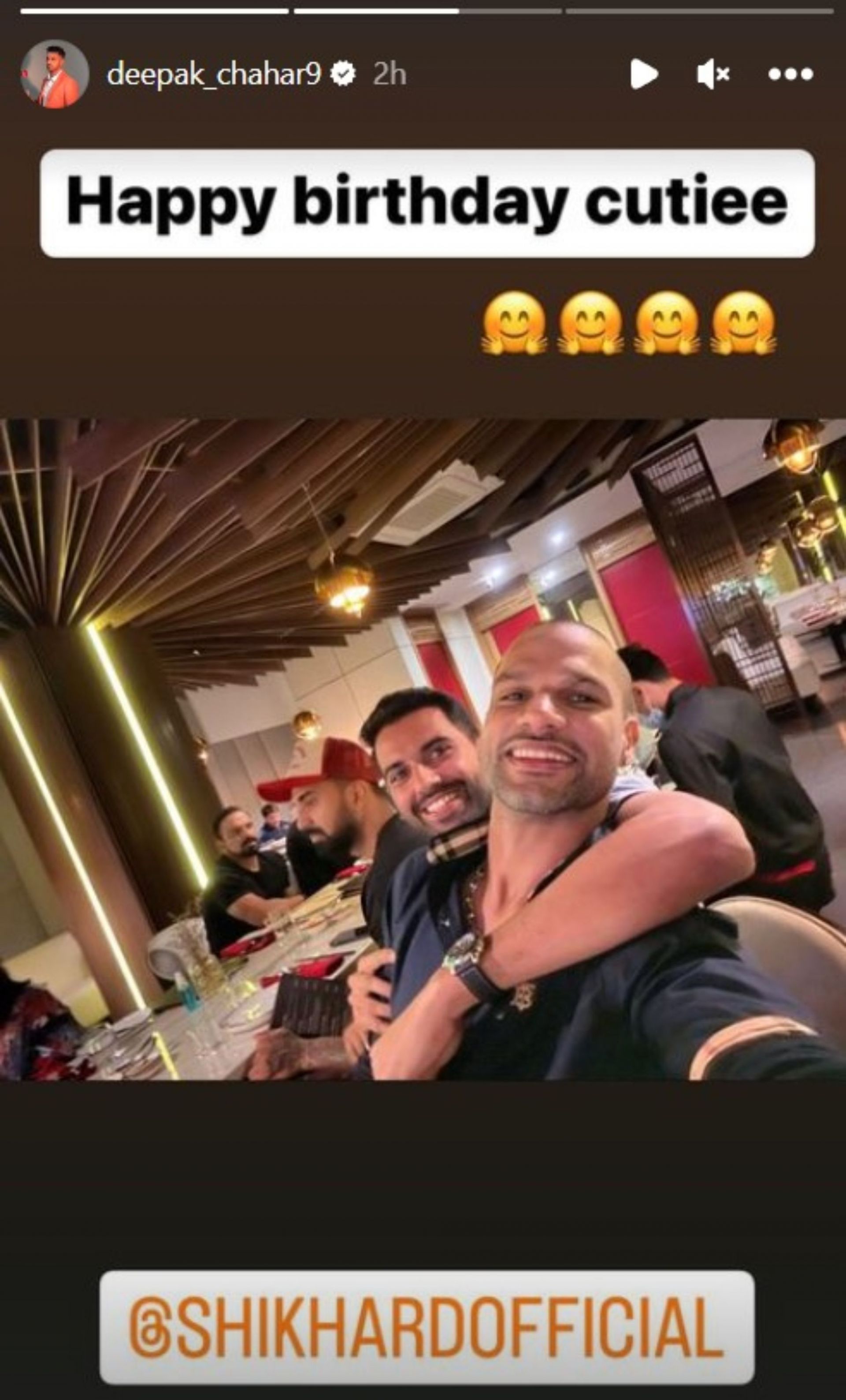 Deepak Chahar wishes Shikhar Dhawan via Instagram story