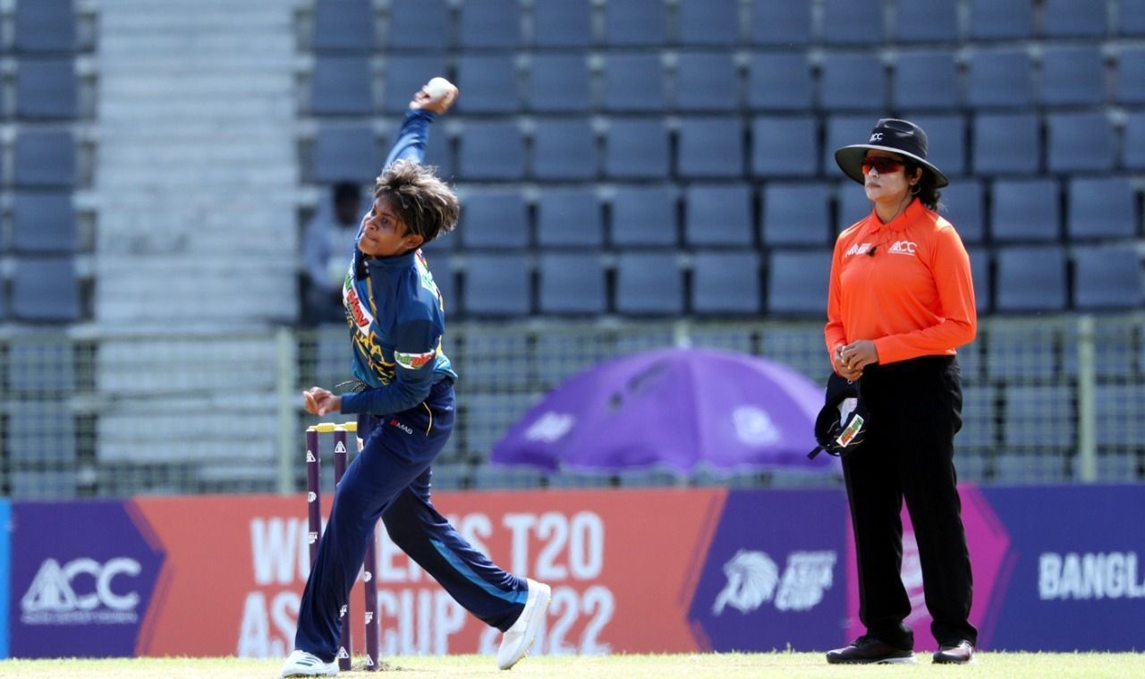 Gayathri Venugopalan umpiring during a match