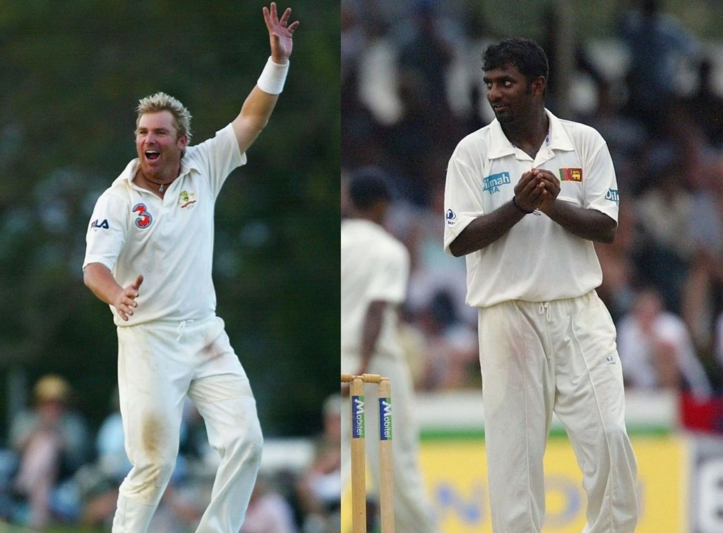 Shane Warne (left) and Muttiah Muralitharan. Pic: Getty Images