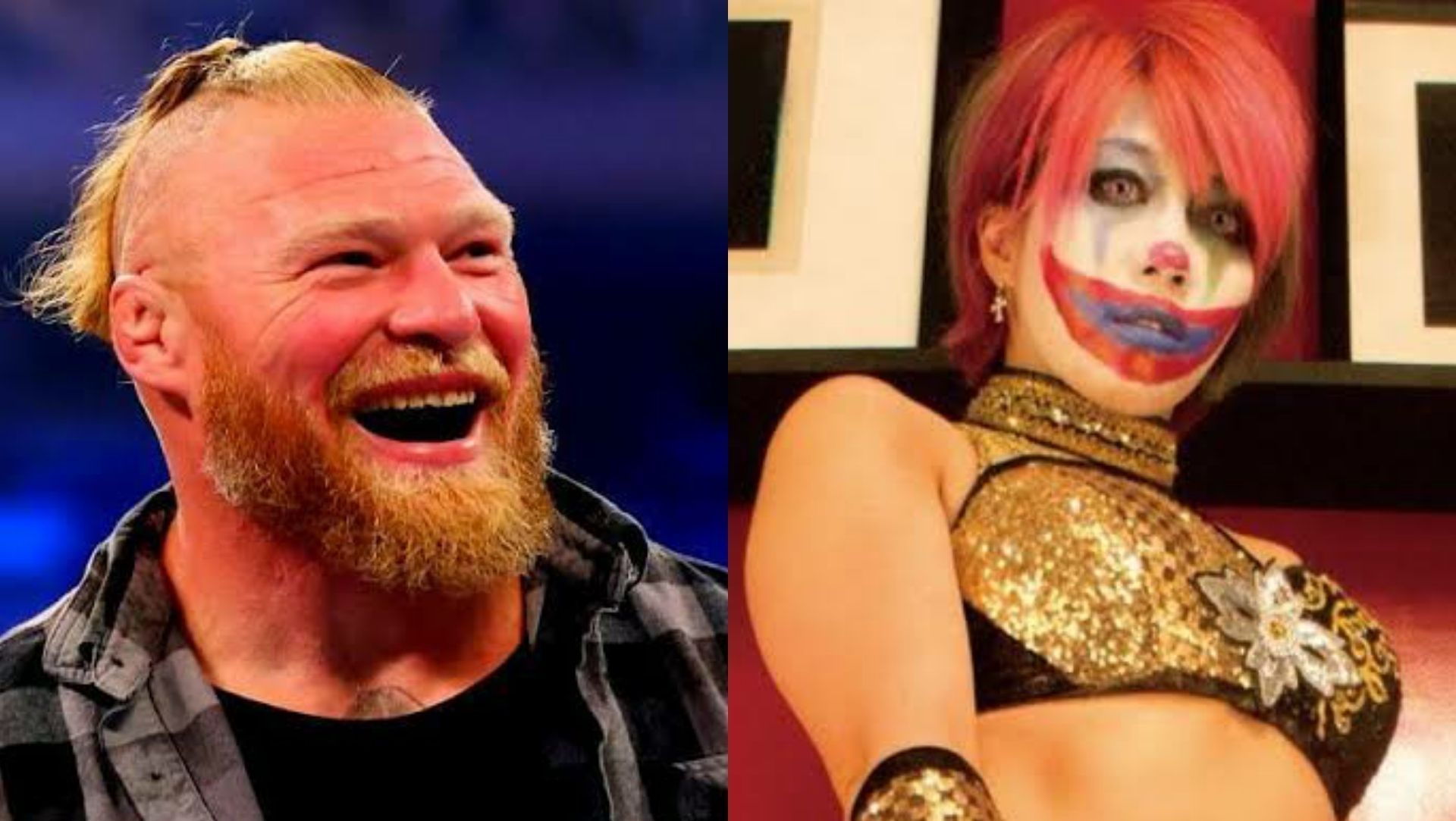 Brock Lesnar (left); Asuka (right)