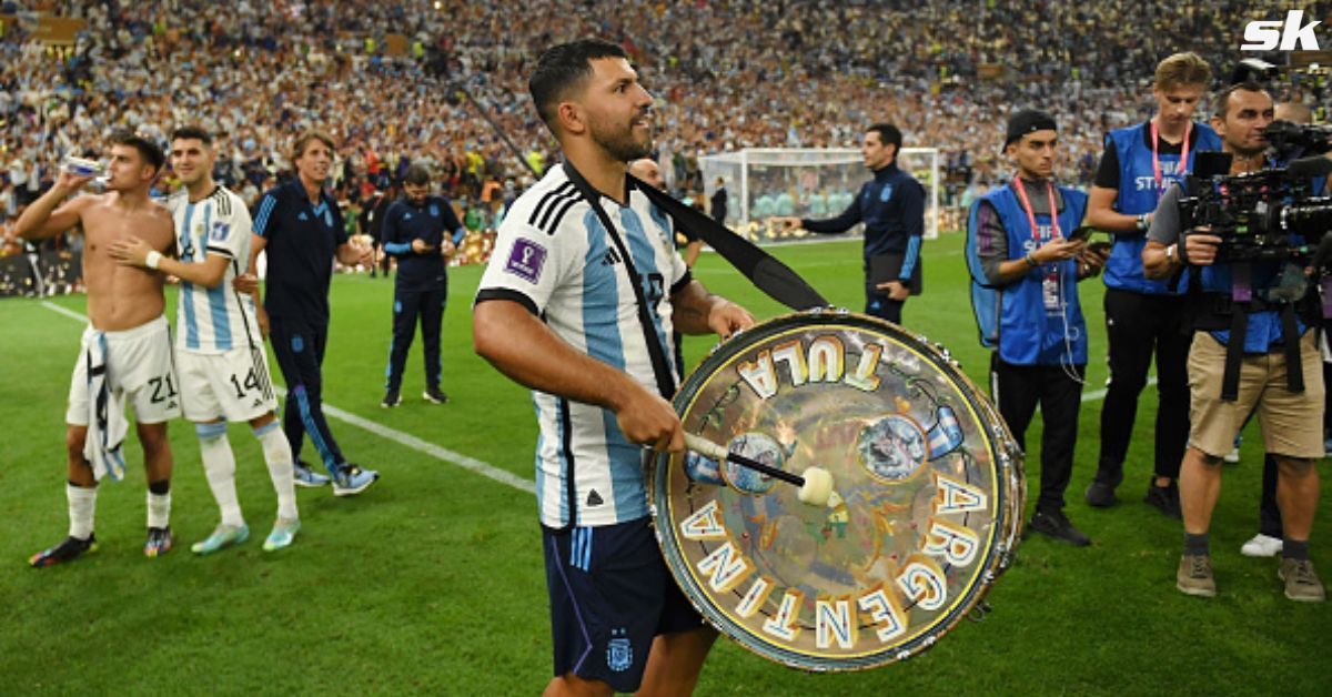 Sergio Aguero celebrating Argentina