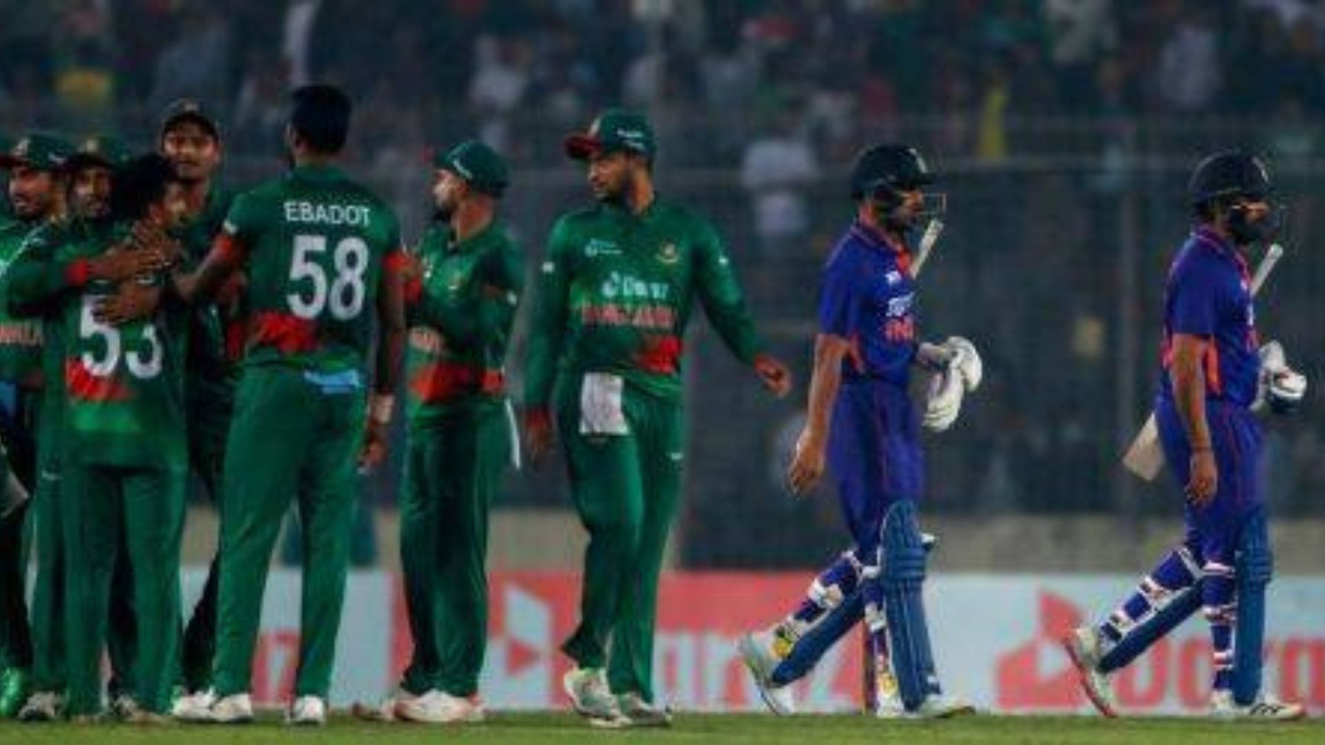 Bangladesh celebrate after sealing the series 2-0 against India. (P.C.:Twitter)