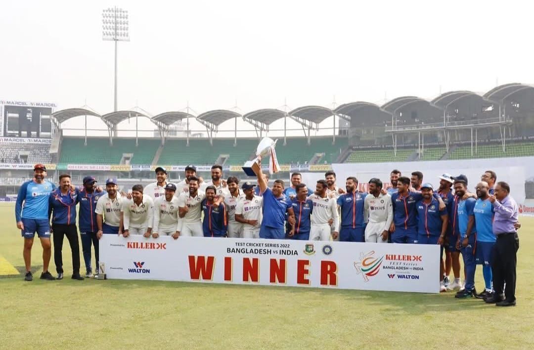 India whitewashed Bangladesh 2 - 0 after a thrilling 3 wicket win in the Second Test. 