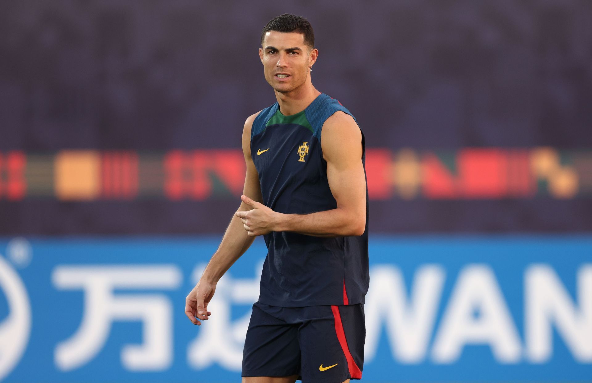 Cristiano Ronaldo is playing for Portugal at the 2022 FIFA World Cup.