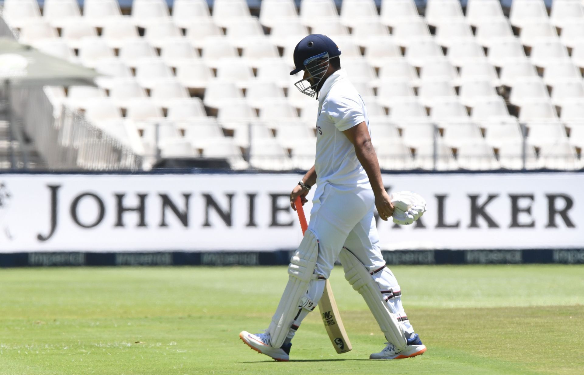 Rishabh Pant played a Mehidy Hasan Miraz delivery onto his stumps.