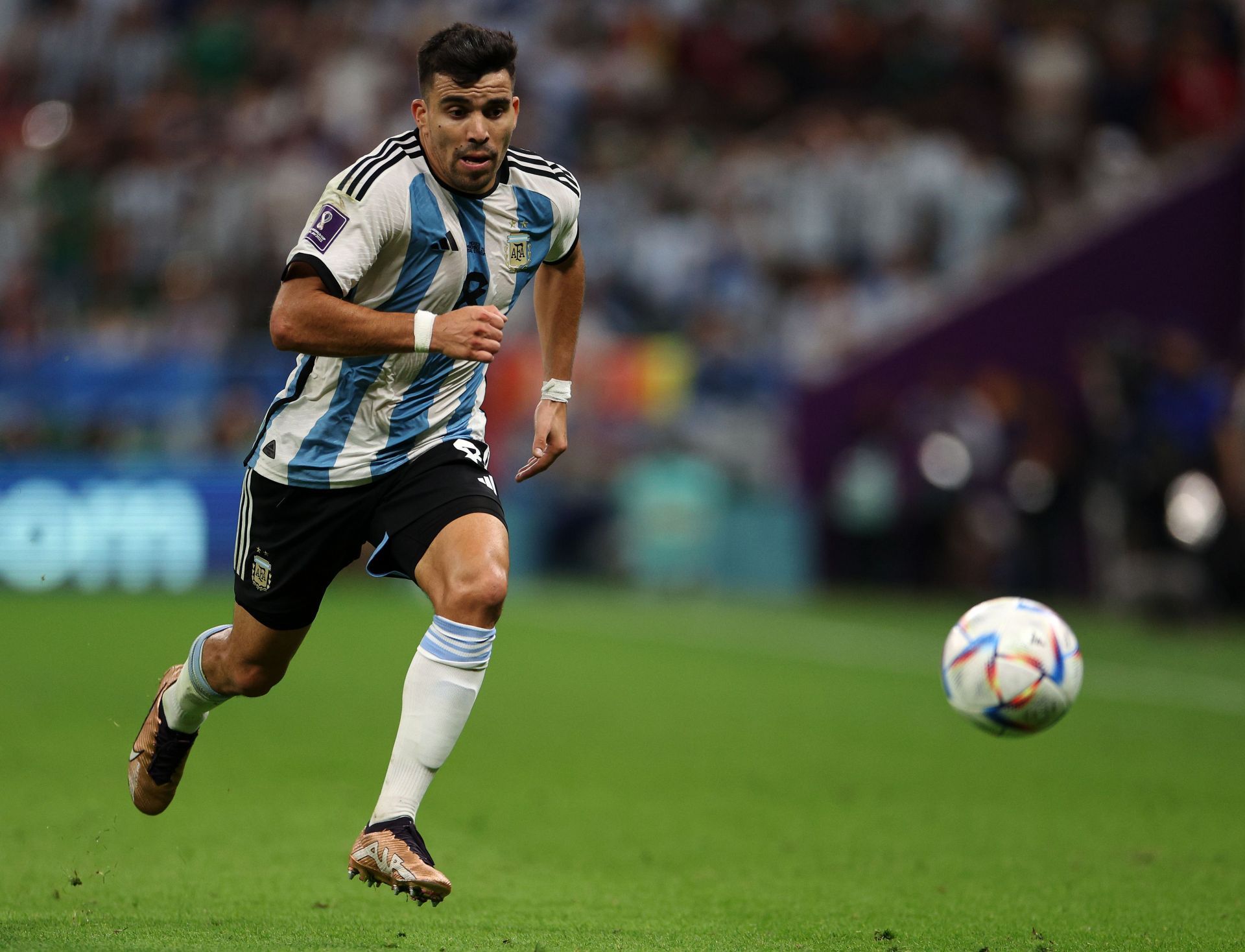 Marcos Acuna runs with the ball against Mexico: Group C - FIFA World Cup Qatar 2022