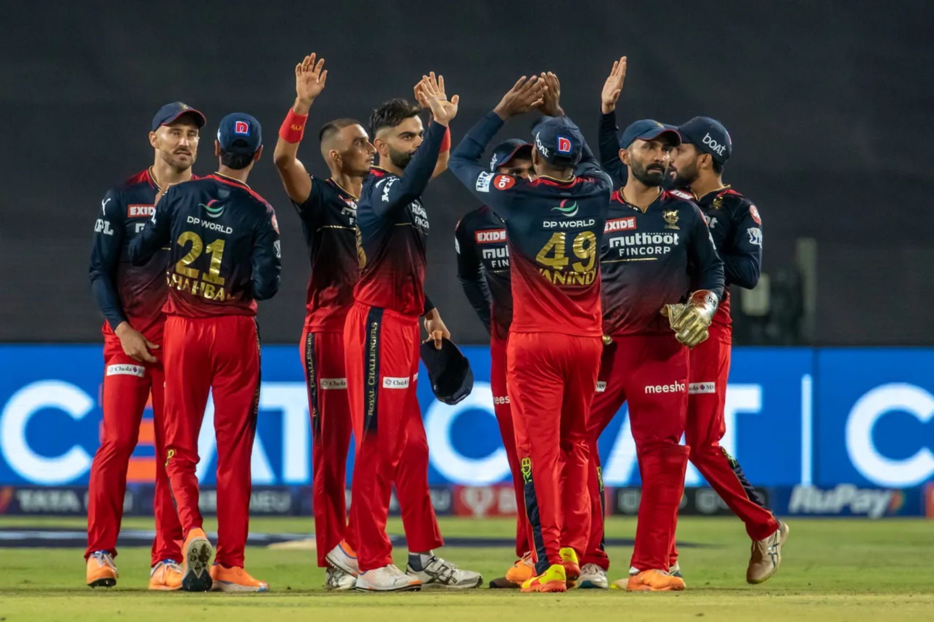 RCB players celebrate a wicket in IPL 2022. Pic: BCCI