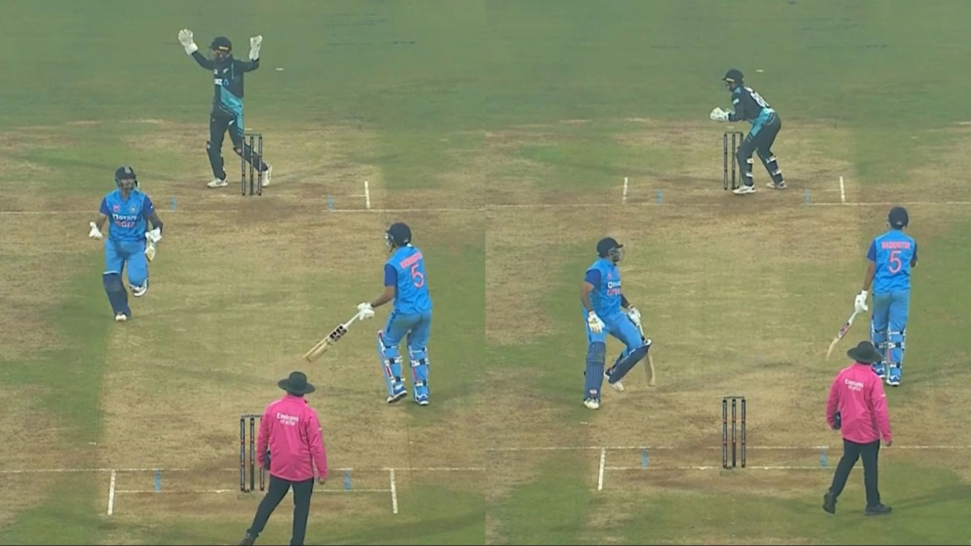 Washington Sundar got run-out in the 2nd T20I against New Zealand (Image: BCCI)