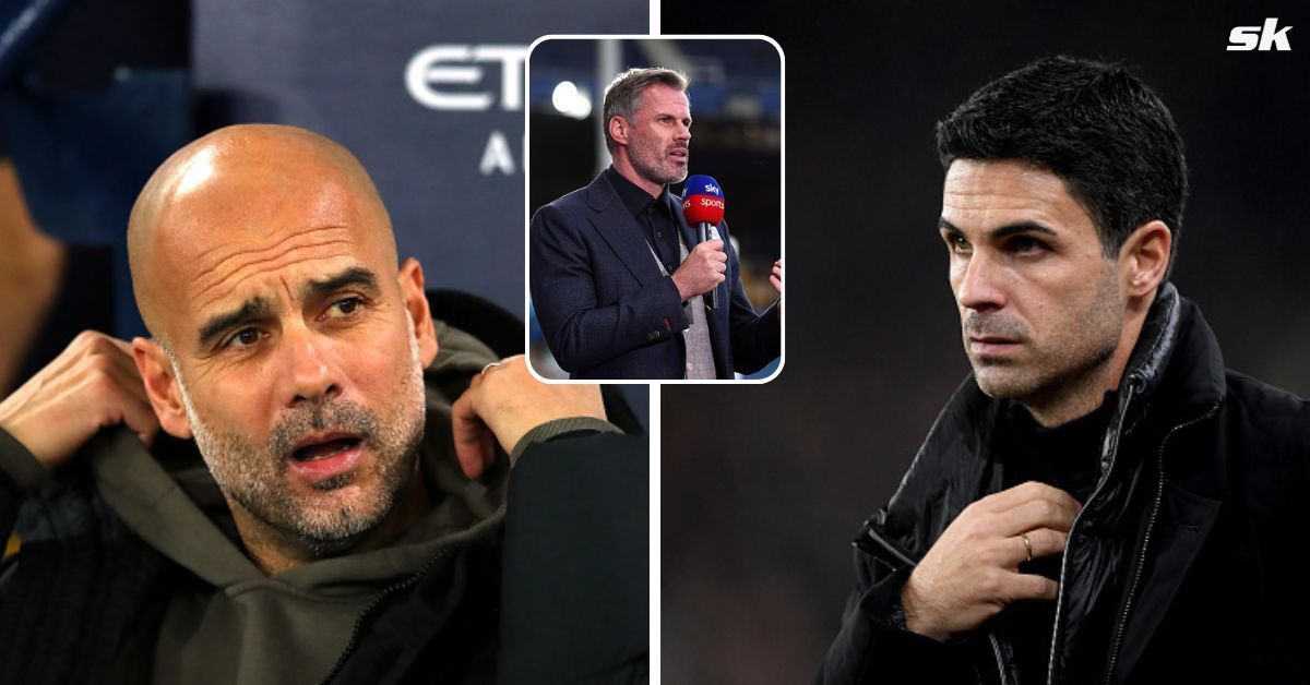 [L-to-R] Pep Guardiola and Mikel Arteta; [inset] Jamie Carragher.