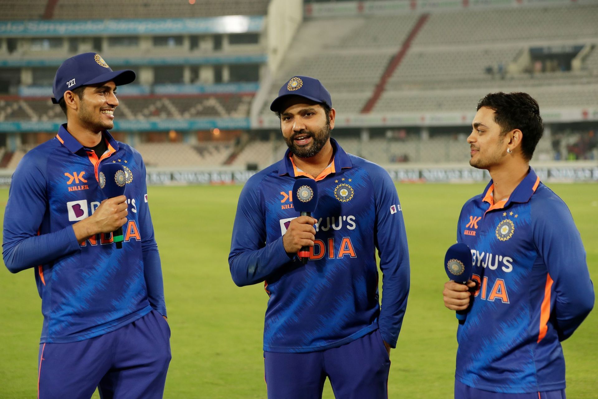 Ishan Kishan [far right] failed to contribute in the first ODI