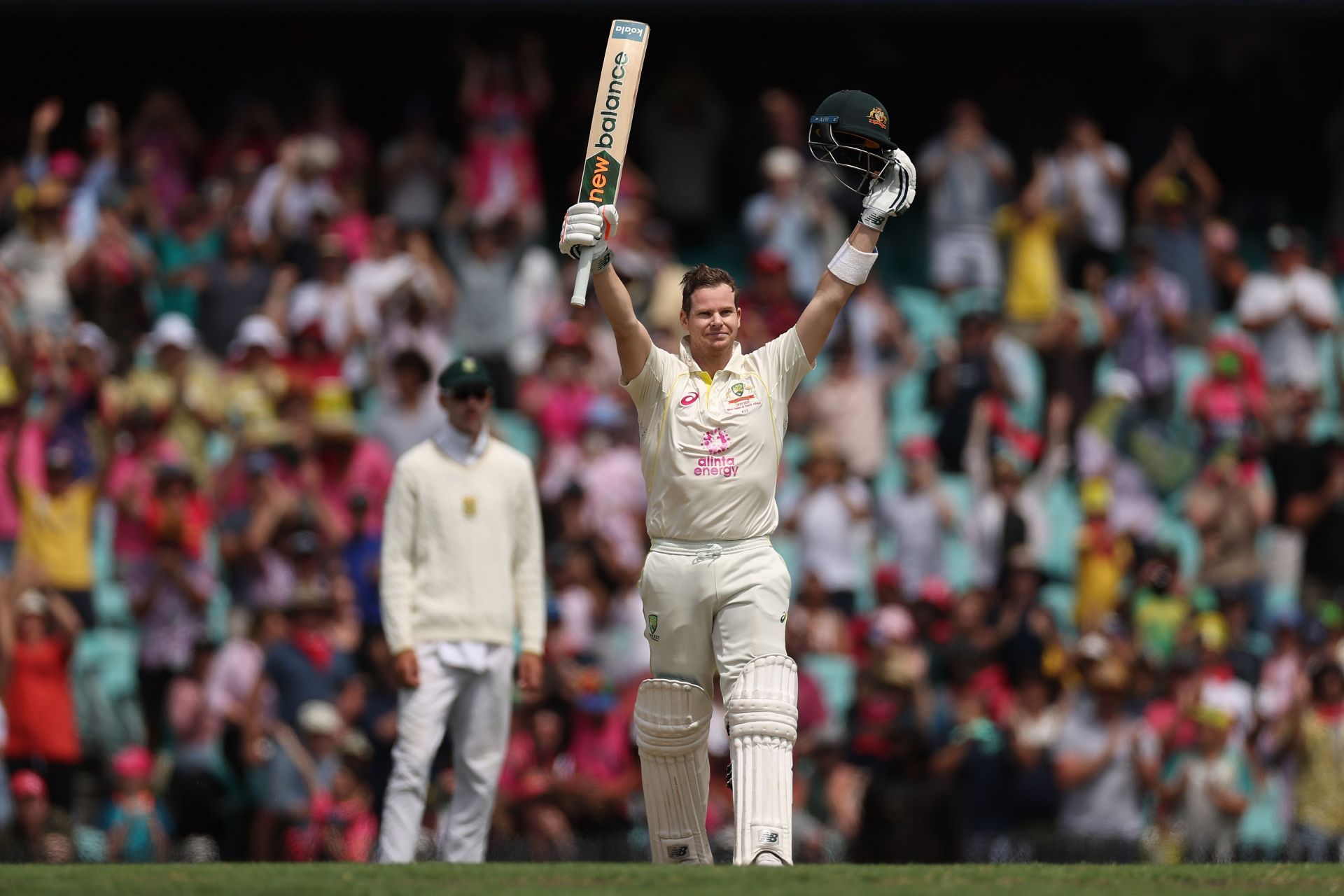 Steve Smith celebrates his hundred at the SCG against South Africa. Pic: Getty Images