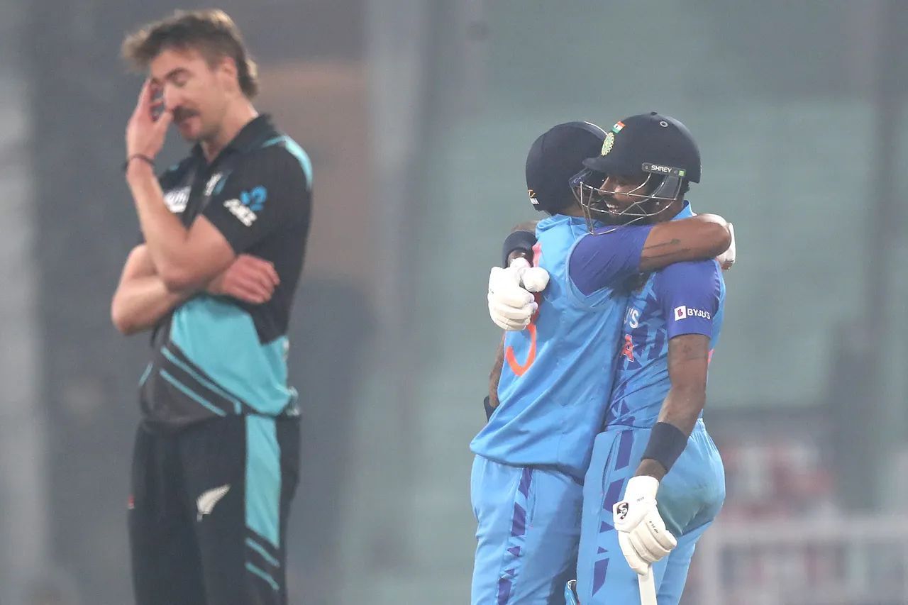 Suryakumar Yadav and Hardik Pandya celebrate India's win (Image: BCCI)