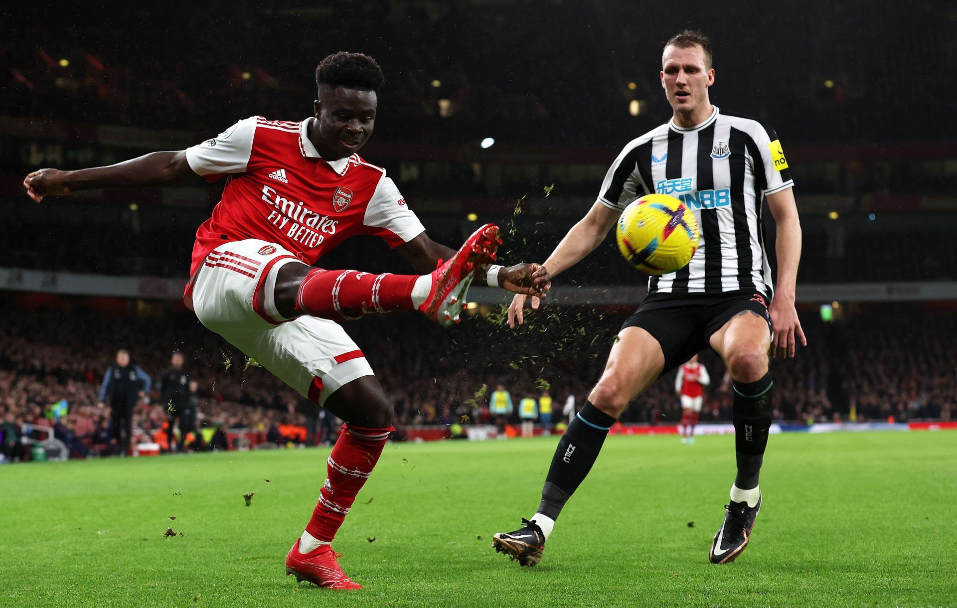 Bukayo Saka (left) has lit up the Emirates this season.