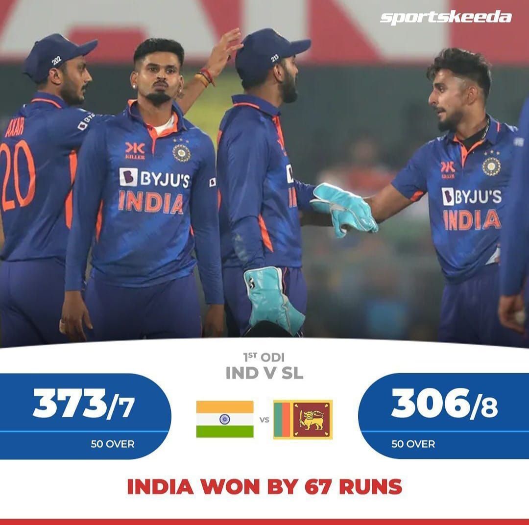 India beat Sri Lanka by 67 runs in the first ODI at Guwahati. 