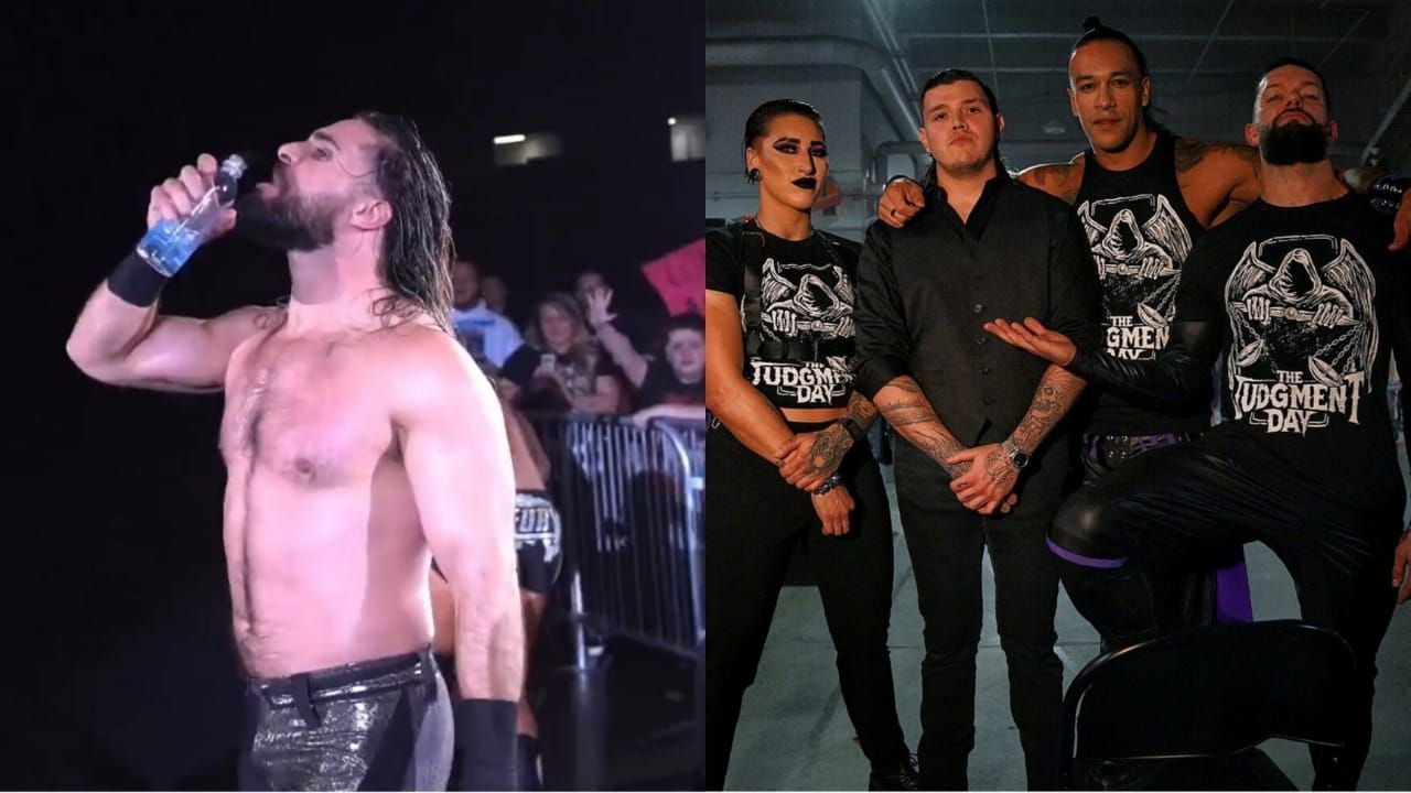 Seth Rollins (left) and The Judgment Day (right)