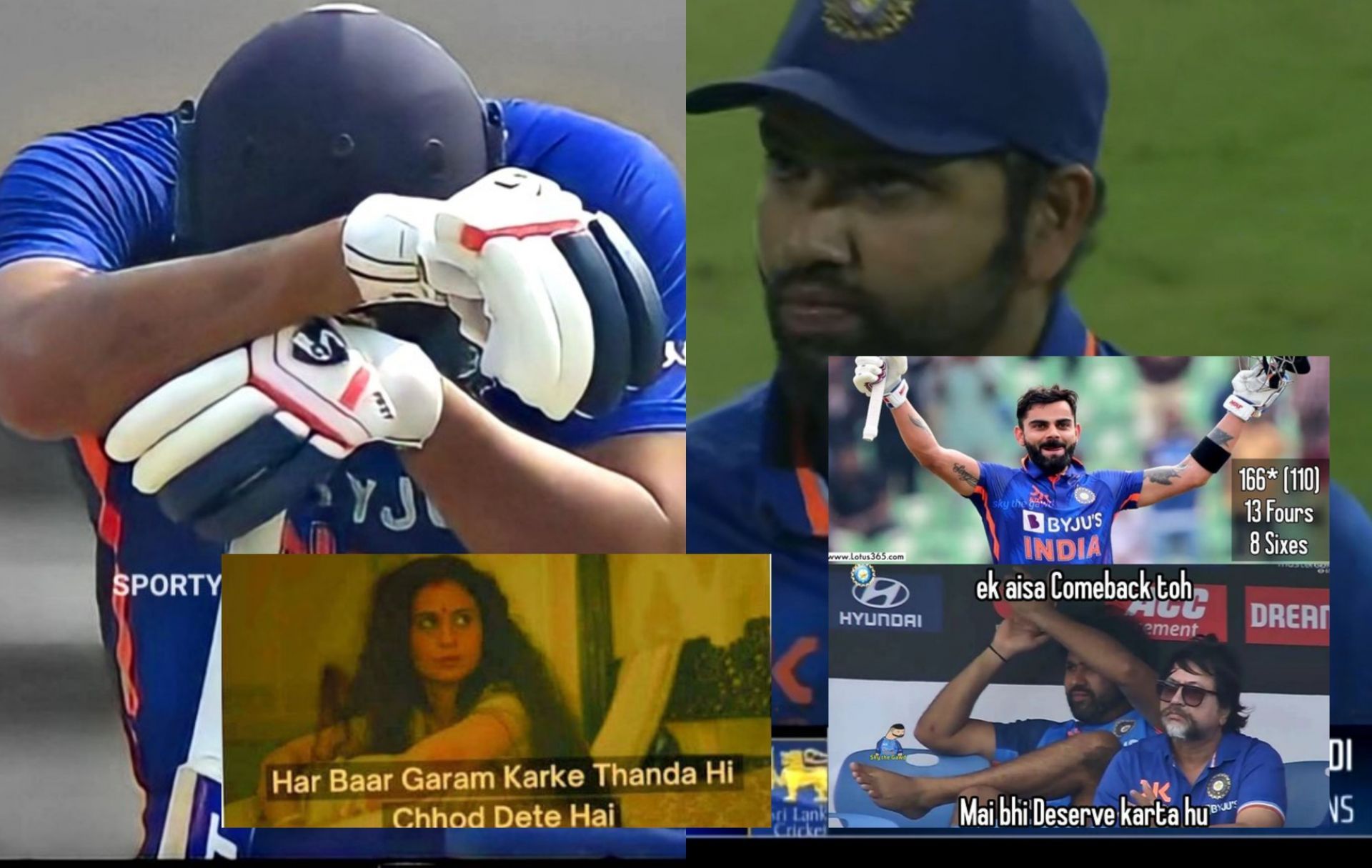 Fans react after Rohit Sharma falls for 42 on Sunday. 