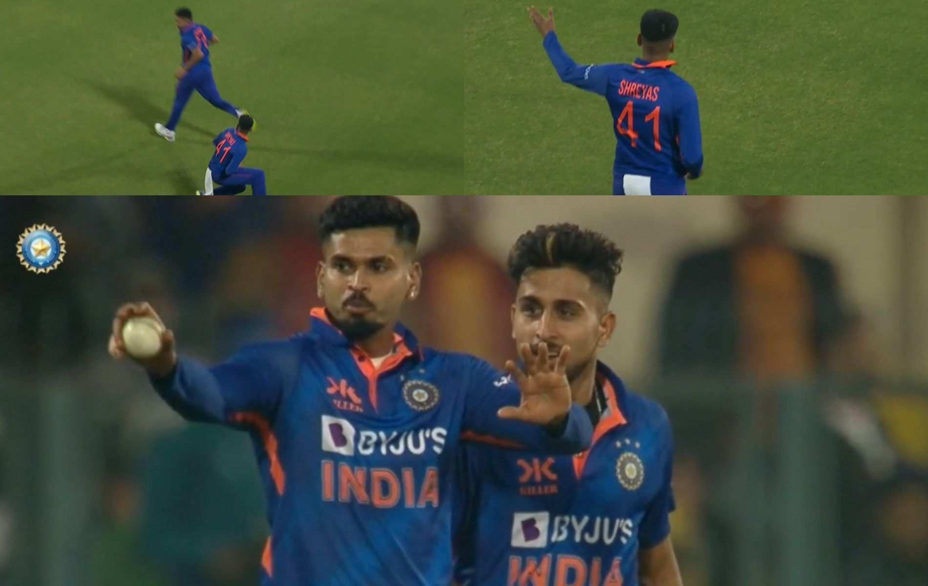 Shreyas Iyer took a wonderful catch to dismiss Wanindu Hasaranga. (Pics: BCCI)