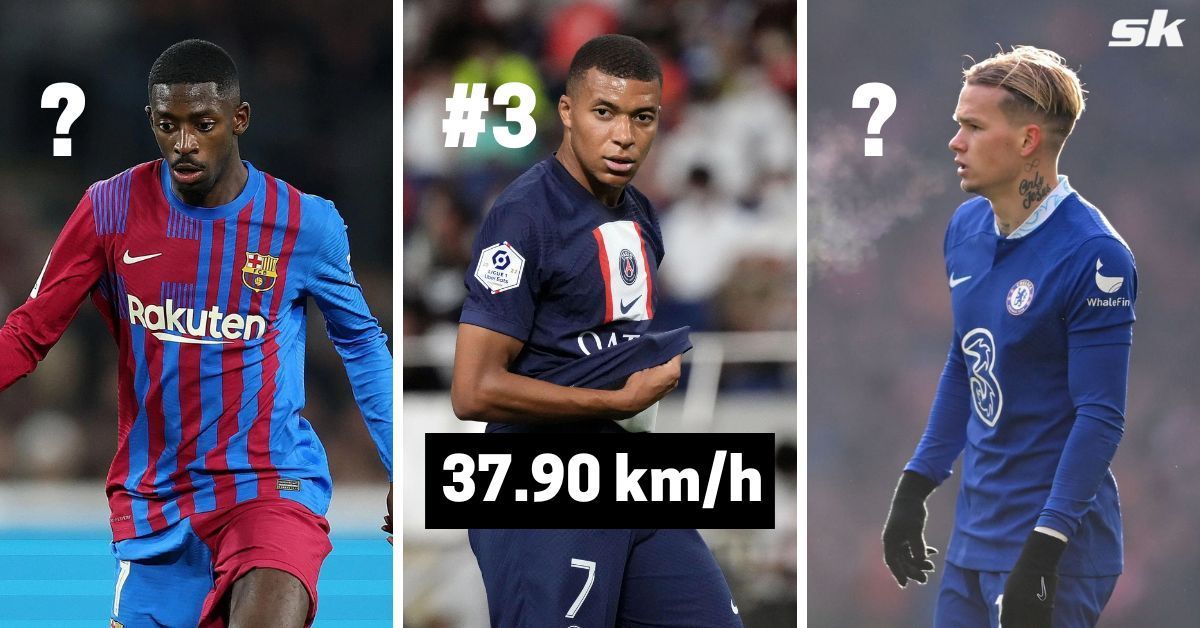 Ousmane Dembele (left), Kylian Mbappe (centre) and Mykhailo Mudryk (right)