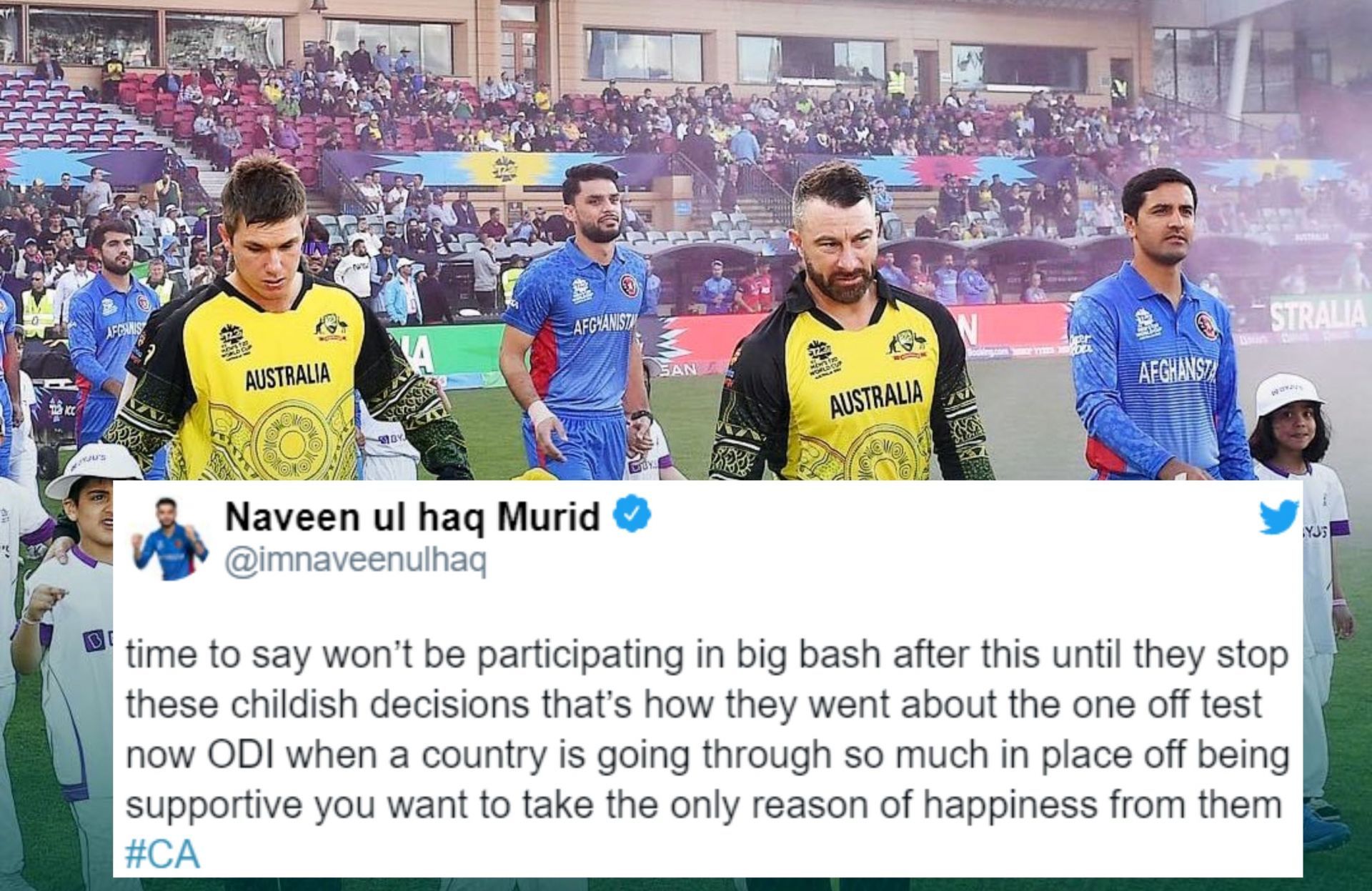 Twitterati react after Australia decides to abandon Afghanistan ODI series. 