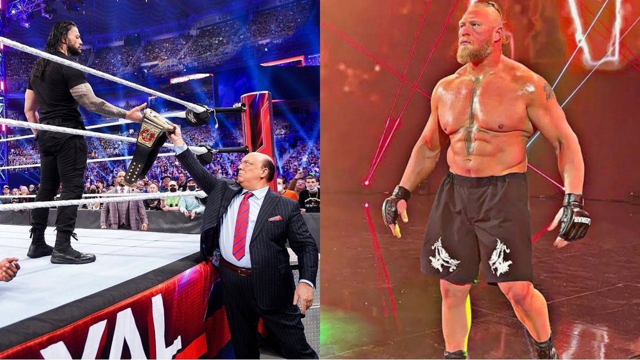 WWE सुपरस्टार रोमन रेंस, पॉल हेमन और ब्रॉक लैसनर 