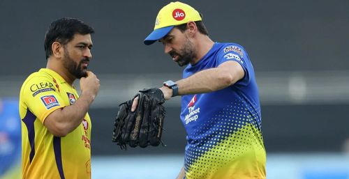 Stephen Fleming (right) with MS Dhoni. Pic: BCCI