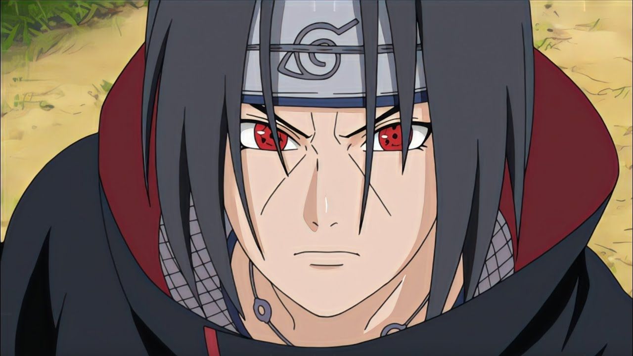 Itachi&#039;s crossed-out headband, signifying his status as a missing nin (Image via Pierrot Studios)