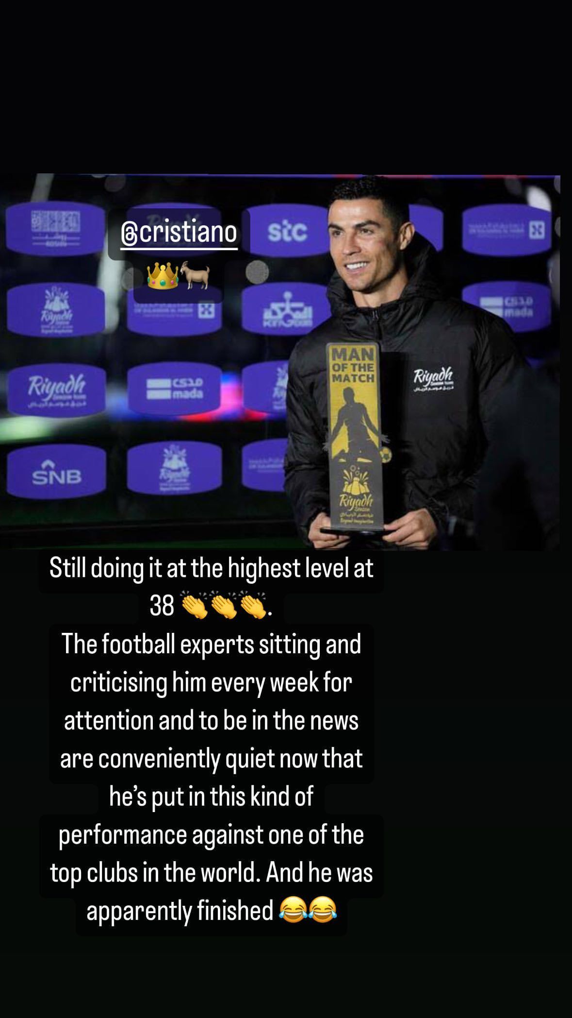 Virat Kohli&#039;s story dedicated to Ronaldo (Credits: Instagram)