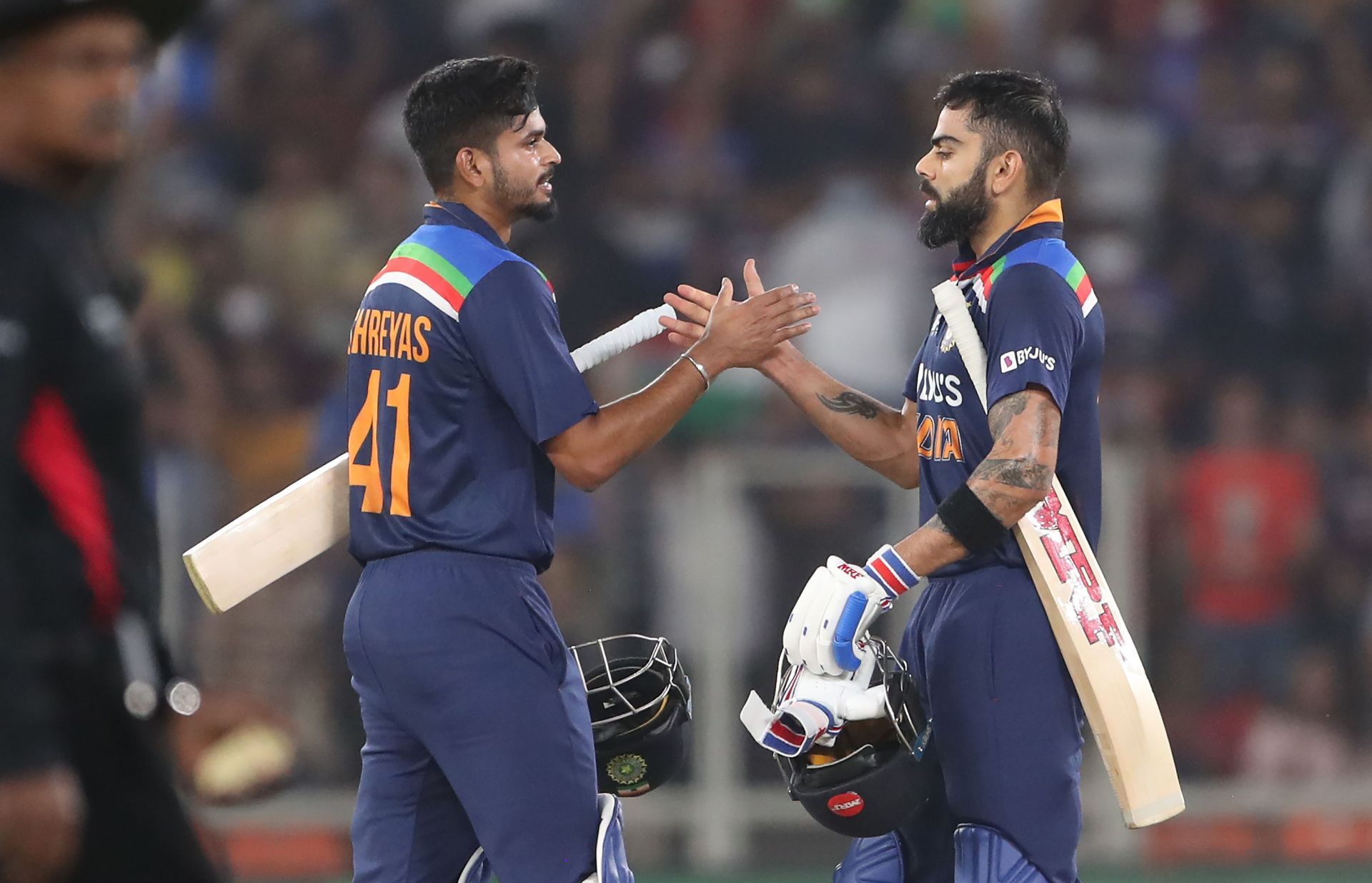 Virat Kohli (right) with Shreyas Iyer. Pic: Getty Images