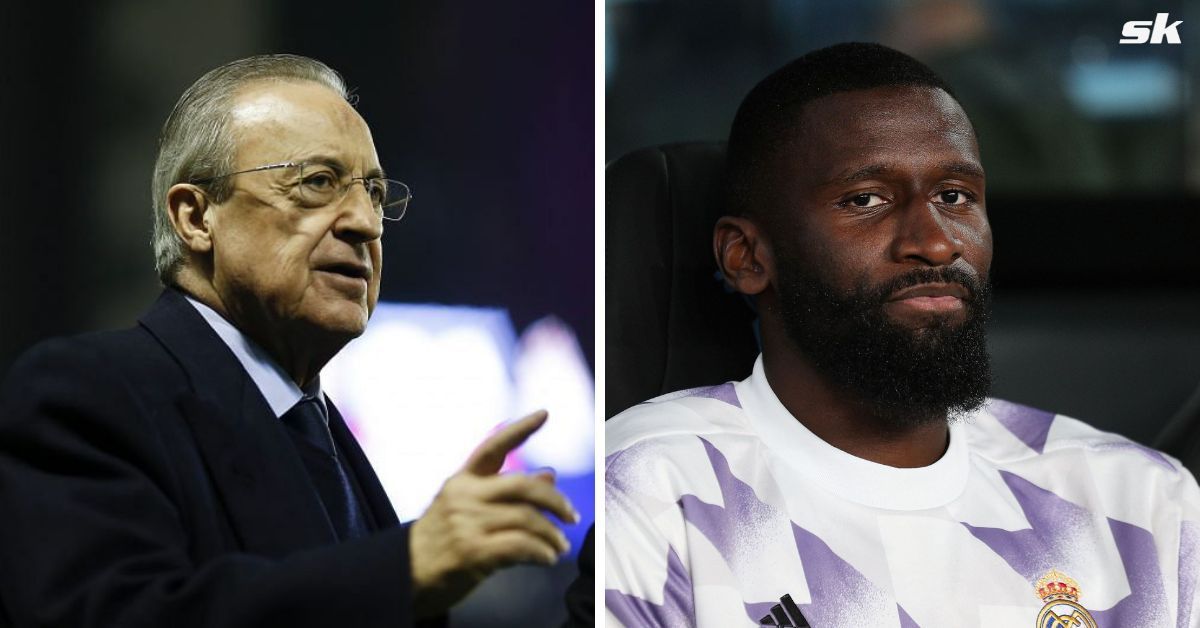 Real Madrid president Florentino Perez and defender Antonio Rudiger