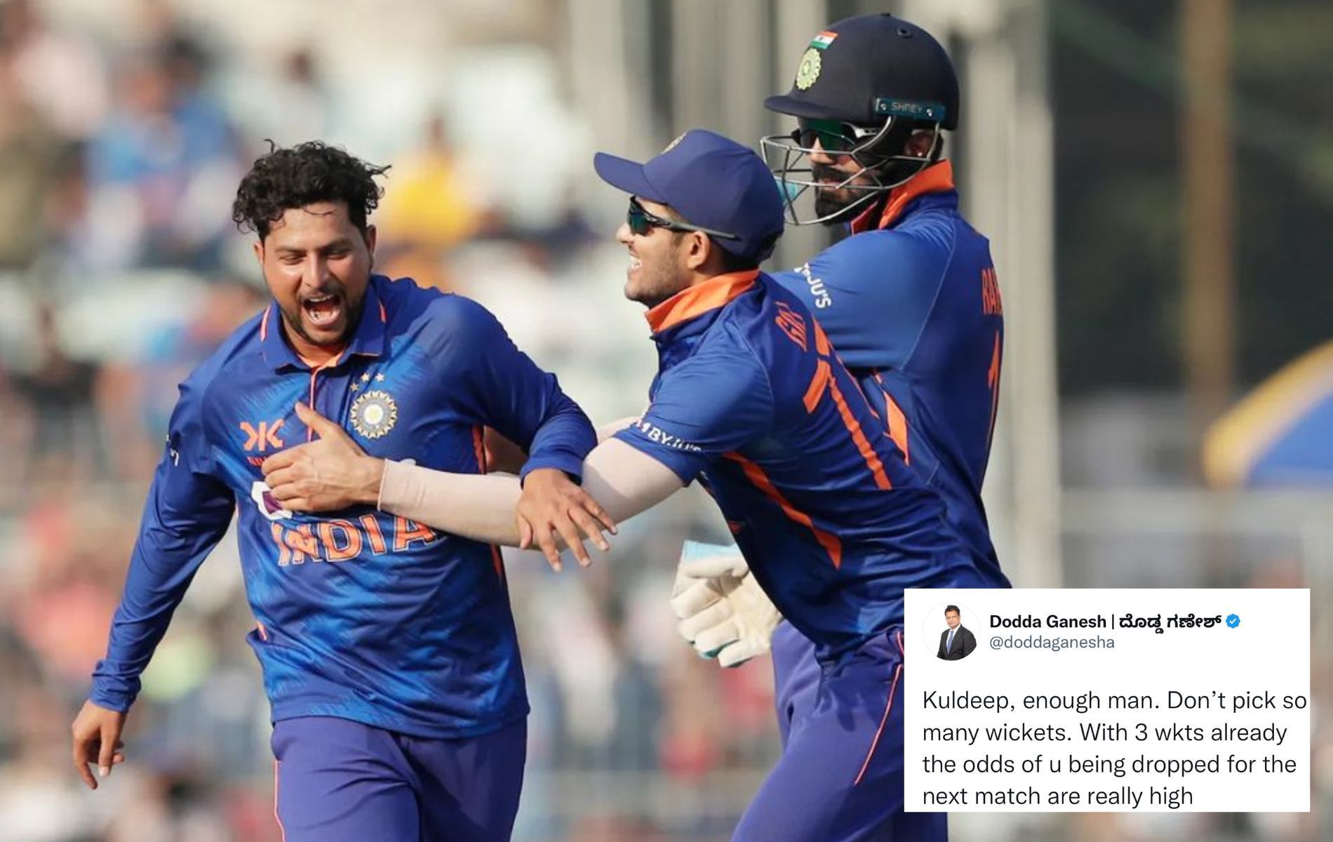 Kuldeep Yadav (L). (Pics: Twitter)