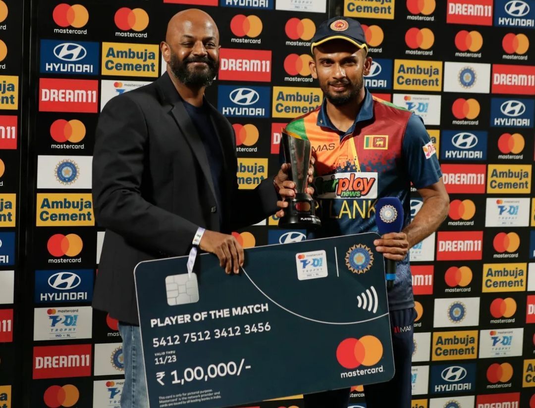 Dasun Shanaka was picked as the Player of the Match in the 2nd T20I against India [Pic Credit: BCCI]