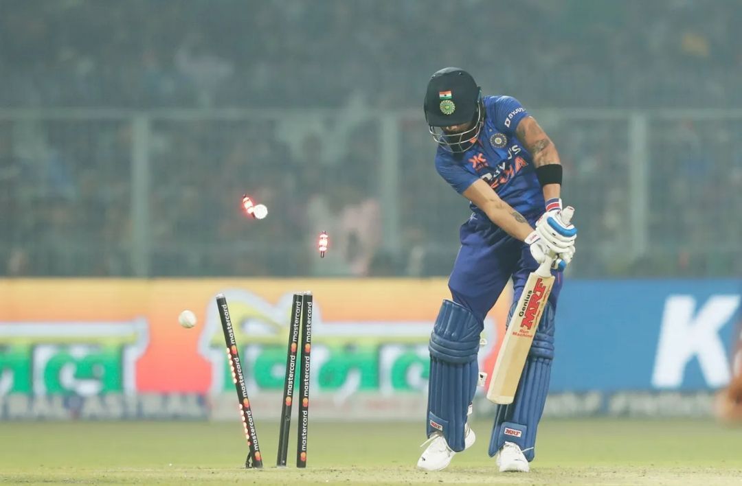 Virat Kohli getting dismissed in the second ODI [Pic Credit: BCCI]