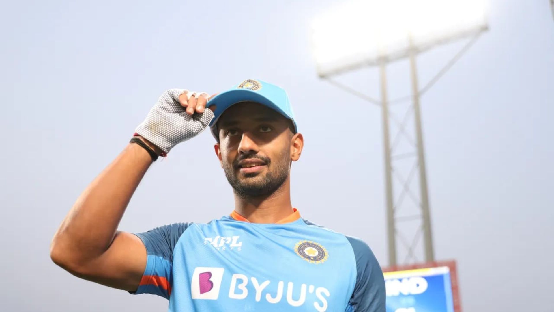 Rahul Tripathi with his maiden India cap (P.C.:BCCI)