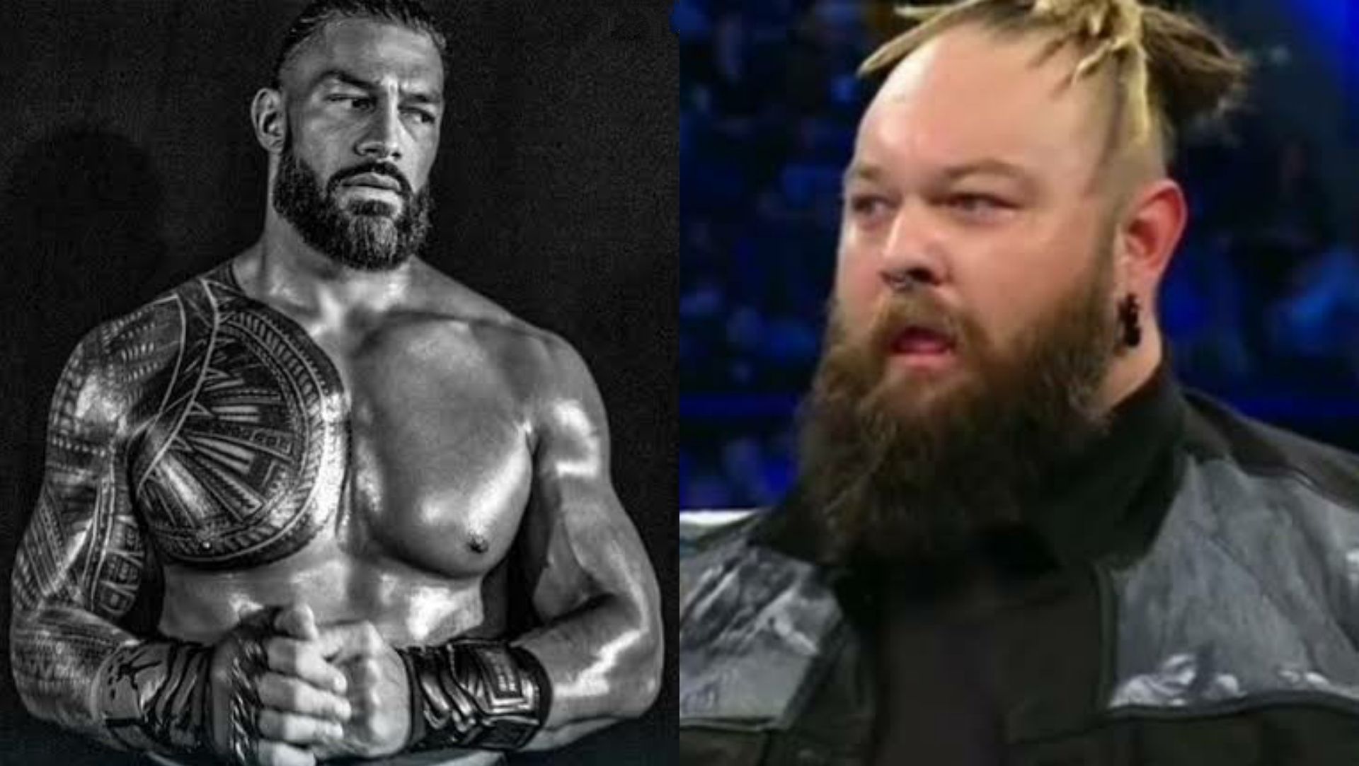 Roman Reigns (left); Bray Wyatt (right)