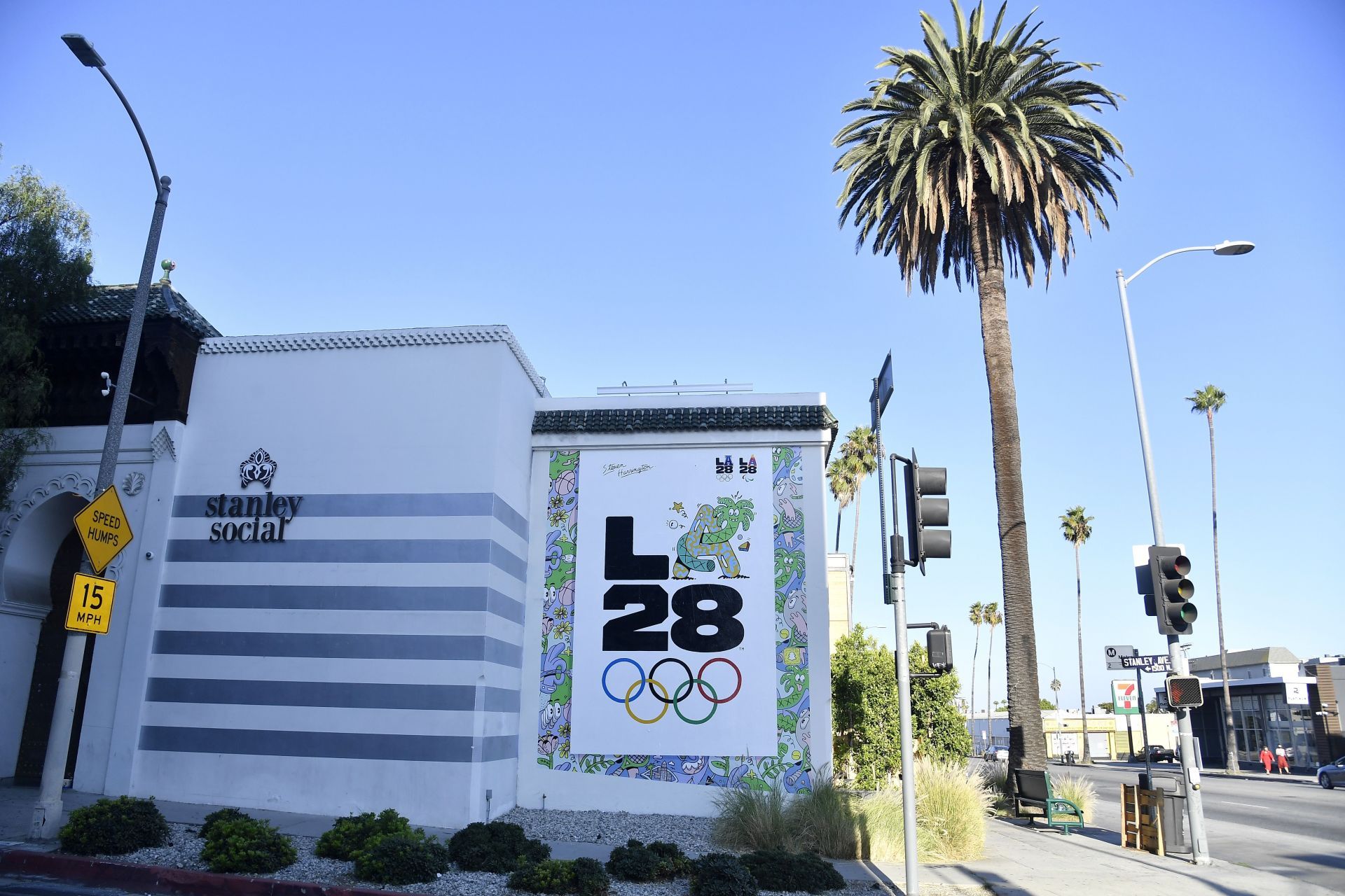 The LA28 Olympic mural by artist Steven Harrington. Pic: Getty Images