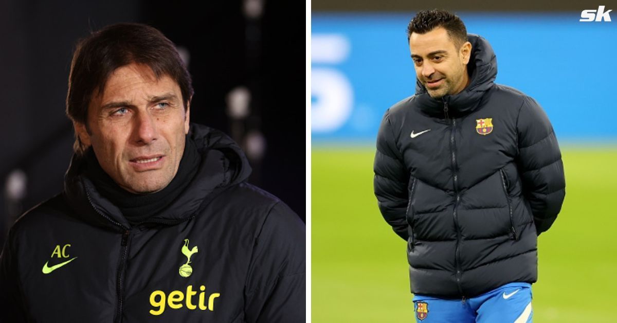 [L-to-R] Antonio Conte and Xavi Hernandez.