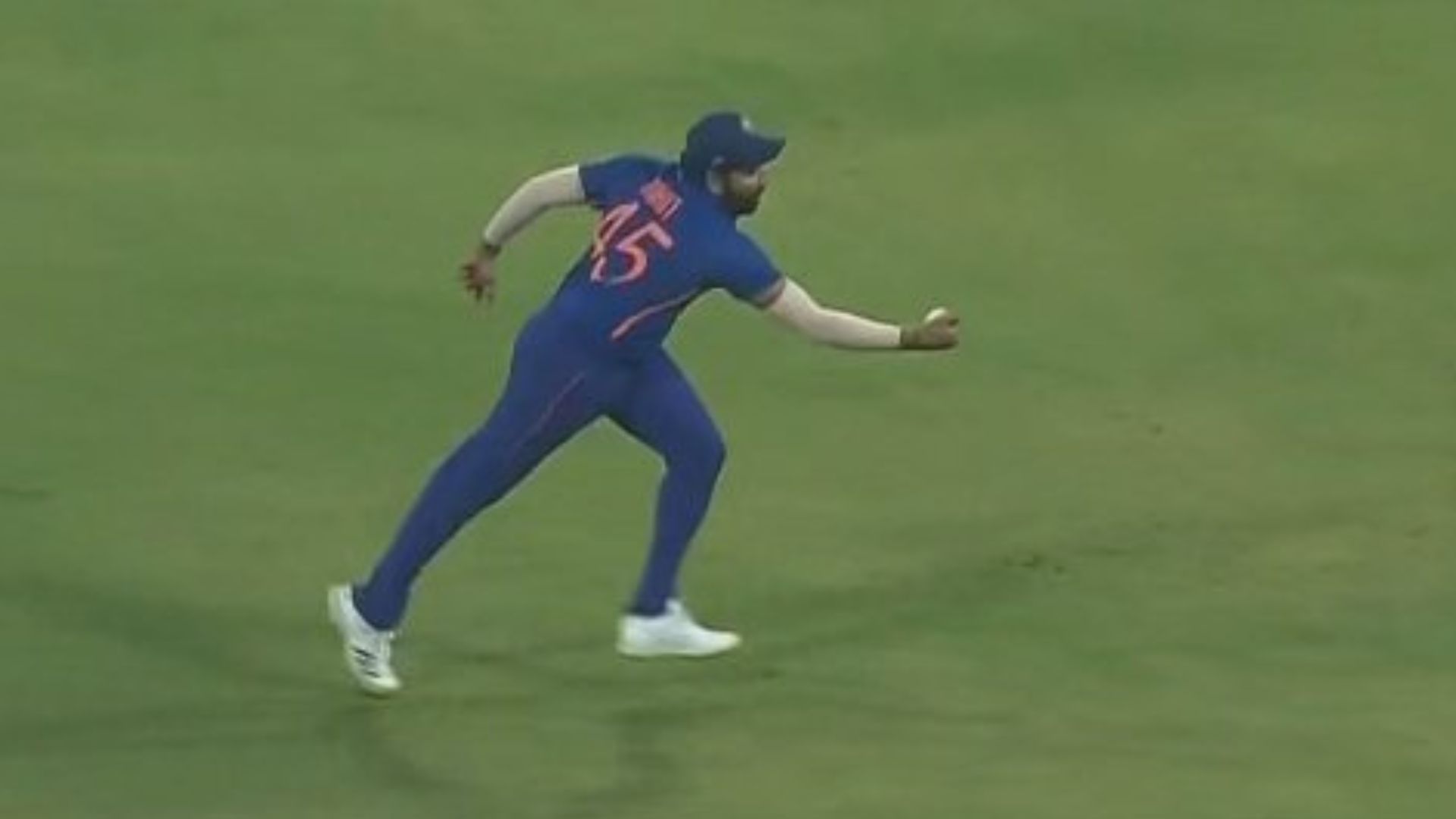 Rohit Sharma was himself surprised after holding onto the catch. (P.C.:Hotstar)