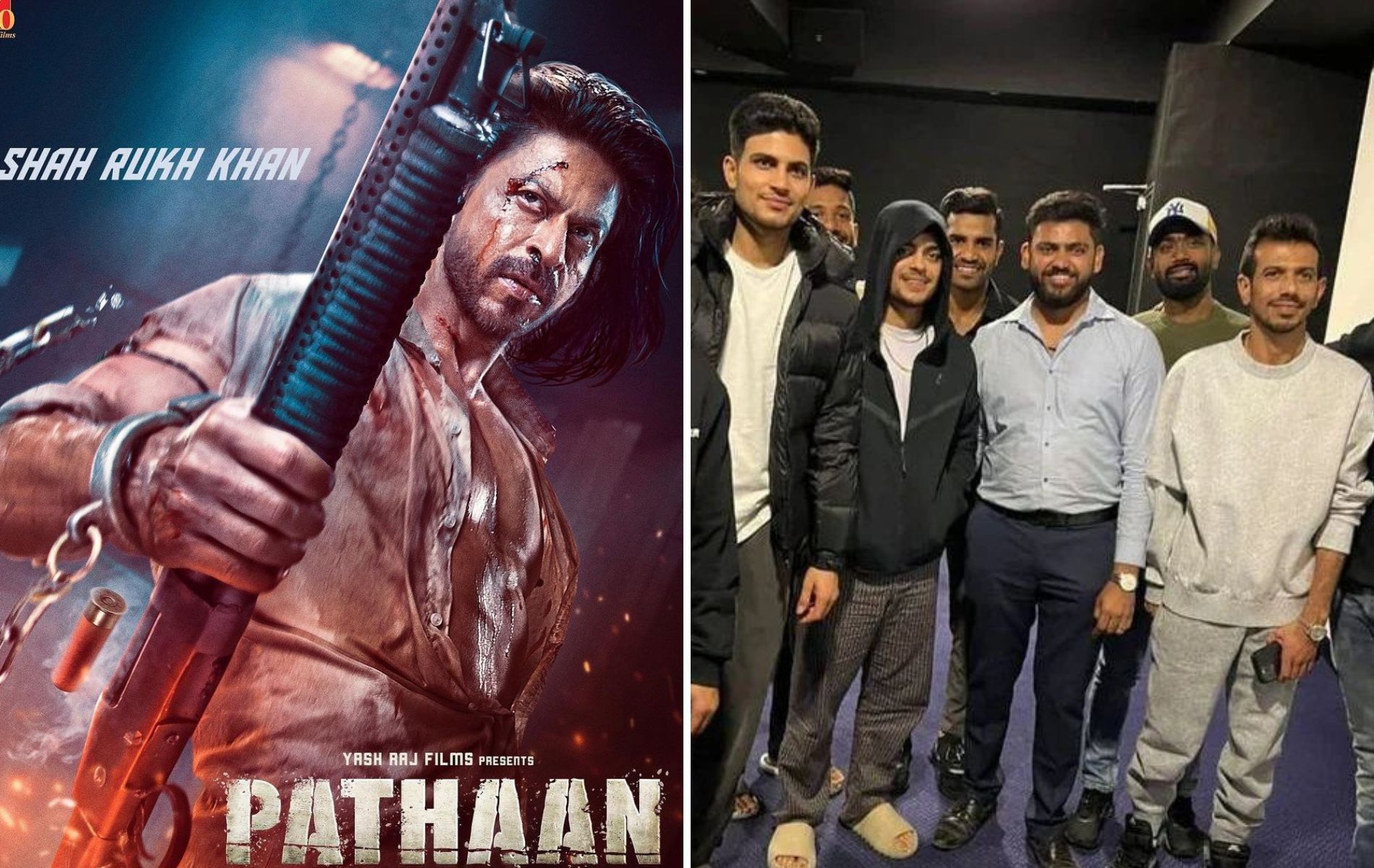 Team India stars (R) at a screening a of Pathaan. (Pics: Instagram)