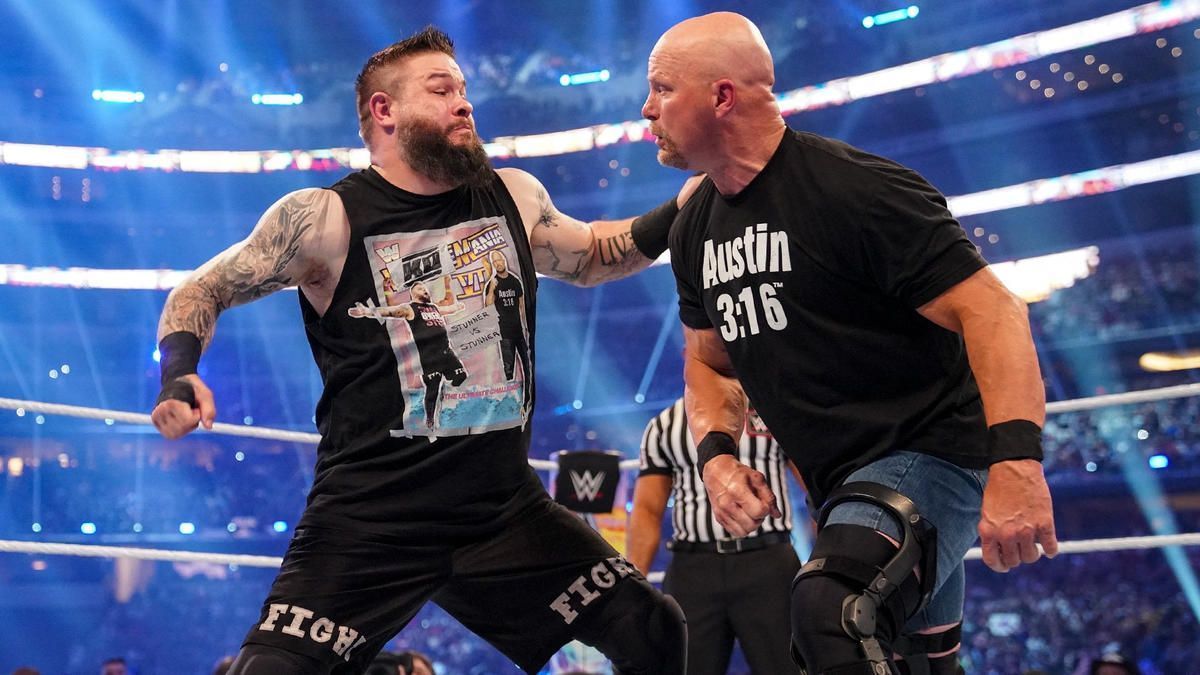 Kevin Owens (left) and Steve Austin (right)