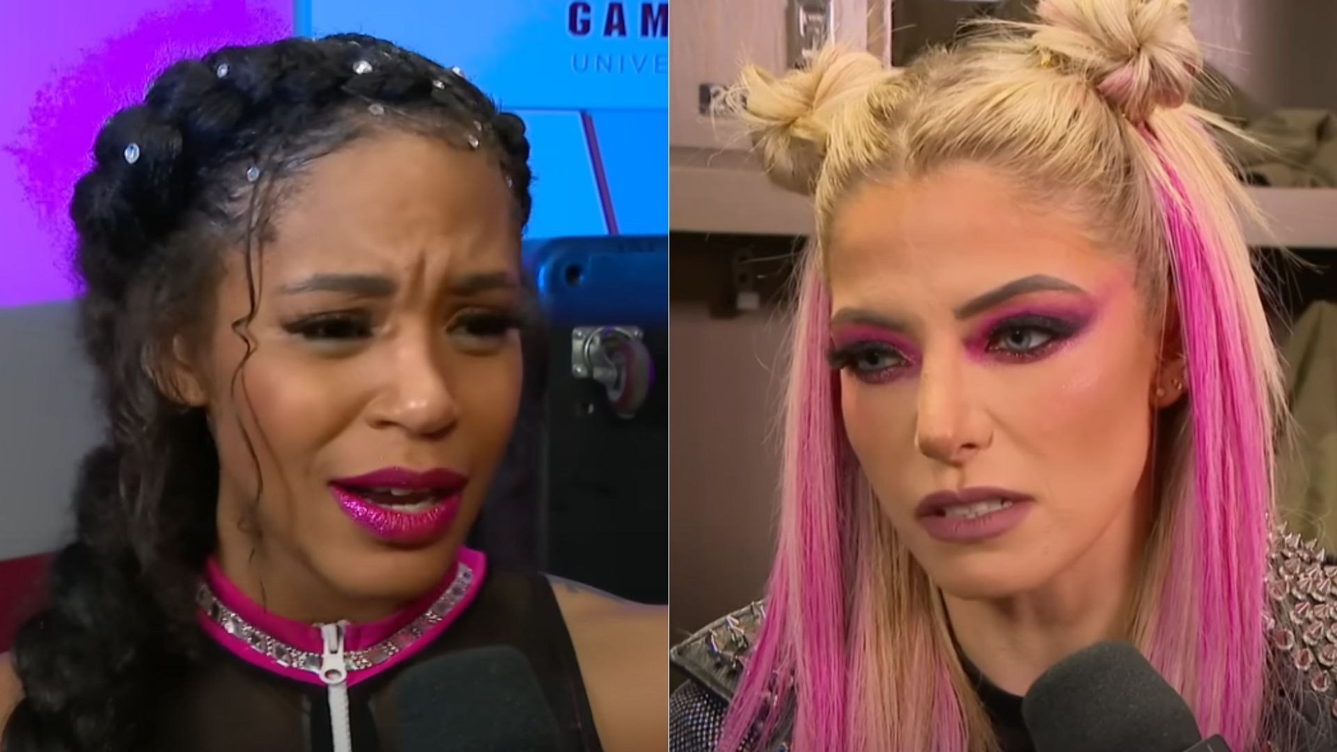 Bianca Belair (left); Alexa Bliss (right)