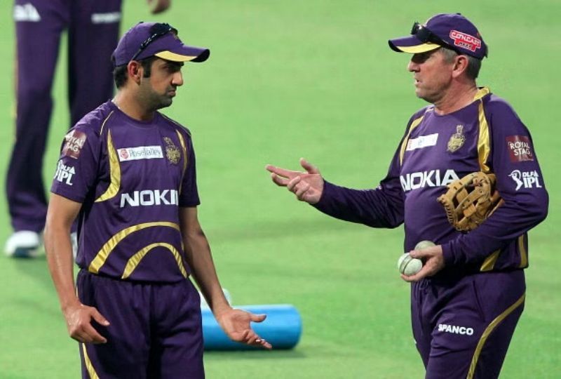 Trevor Bayliss (right) with Gautam Gambhir. Pic: KKR