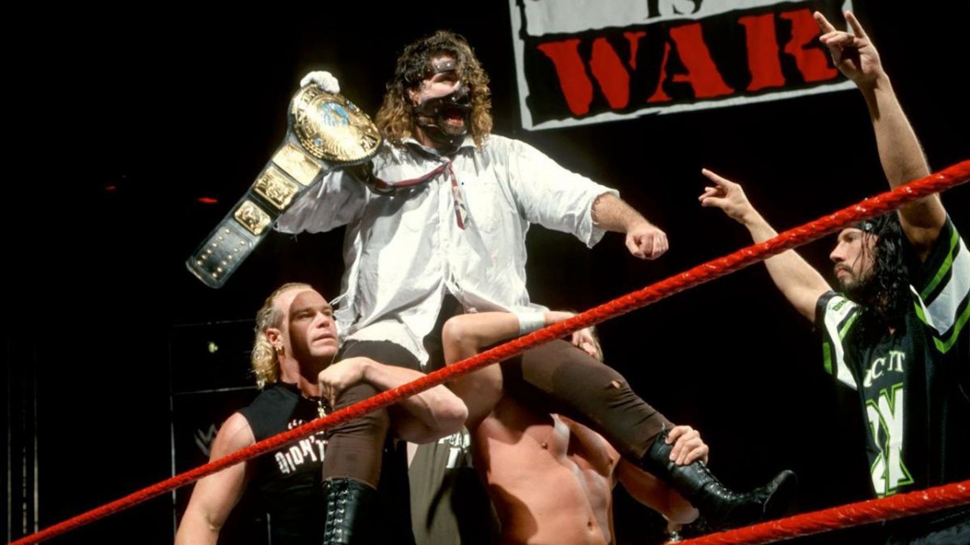 Mick Foley during an edition of Monday Night Raw (Credit: Jefferson Lake/ SkySports)