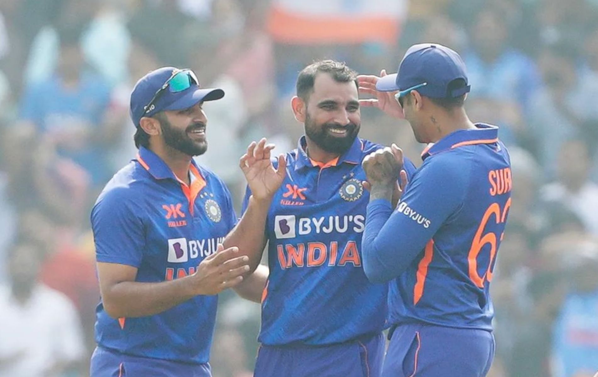 (L to R) Shardul Thakur, Mohammed Shami and Suryakumar Yadav. (Pic: Twitter)