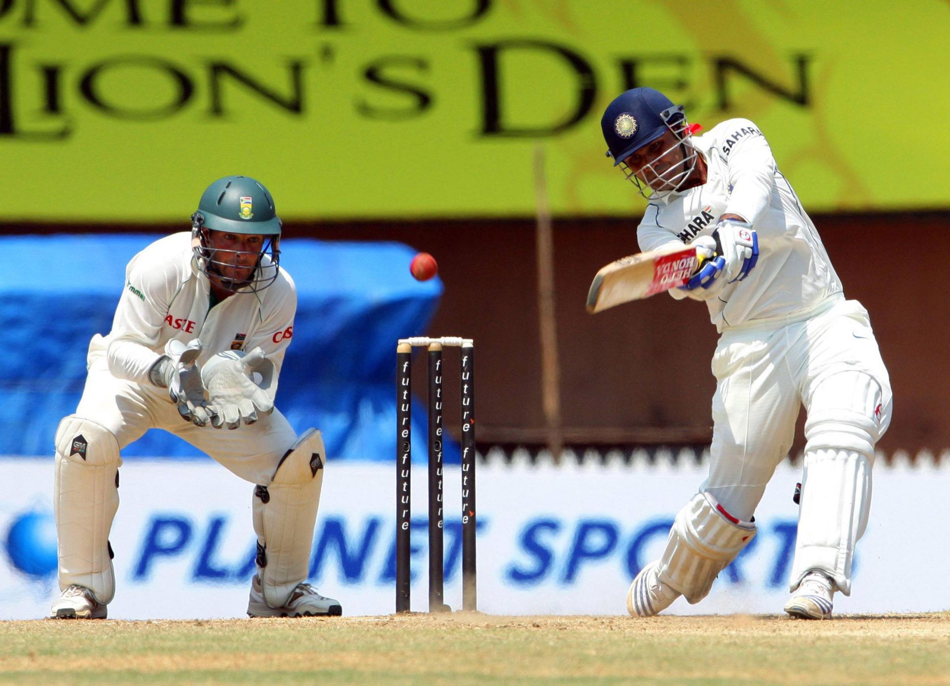 Virender Sehwag en route to his triple hundred against South Africa. Pic: Getty Images