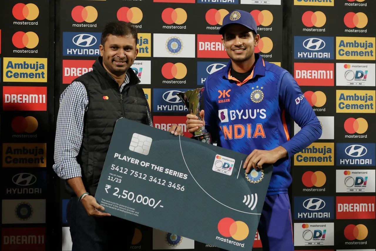 Shubman Gill was chosen as the Player of the Series for the ODIs against New Zealand. [P/C: BCCI]