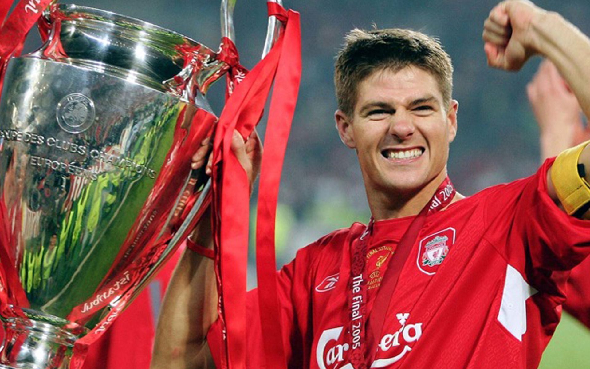 Steven Gerrard with the Champions League trophy.