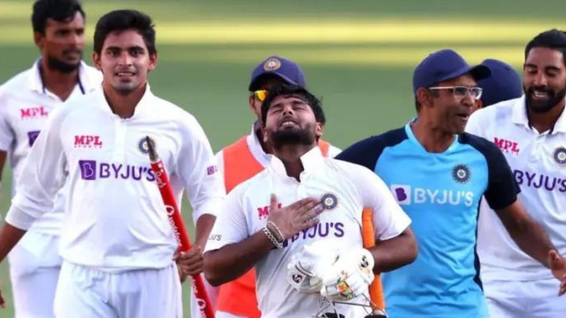 Rishabh Pant reacts after helping India win the Gabba Test against all odds. (P.C.:Twitter)