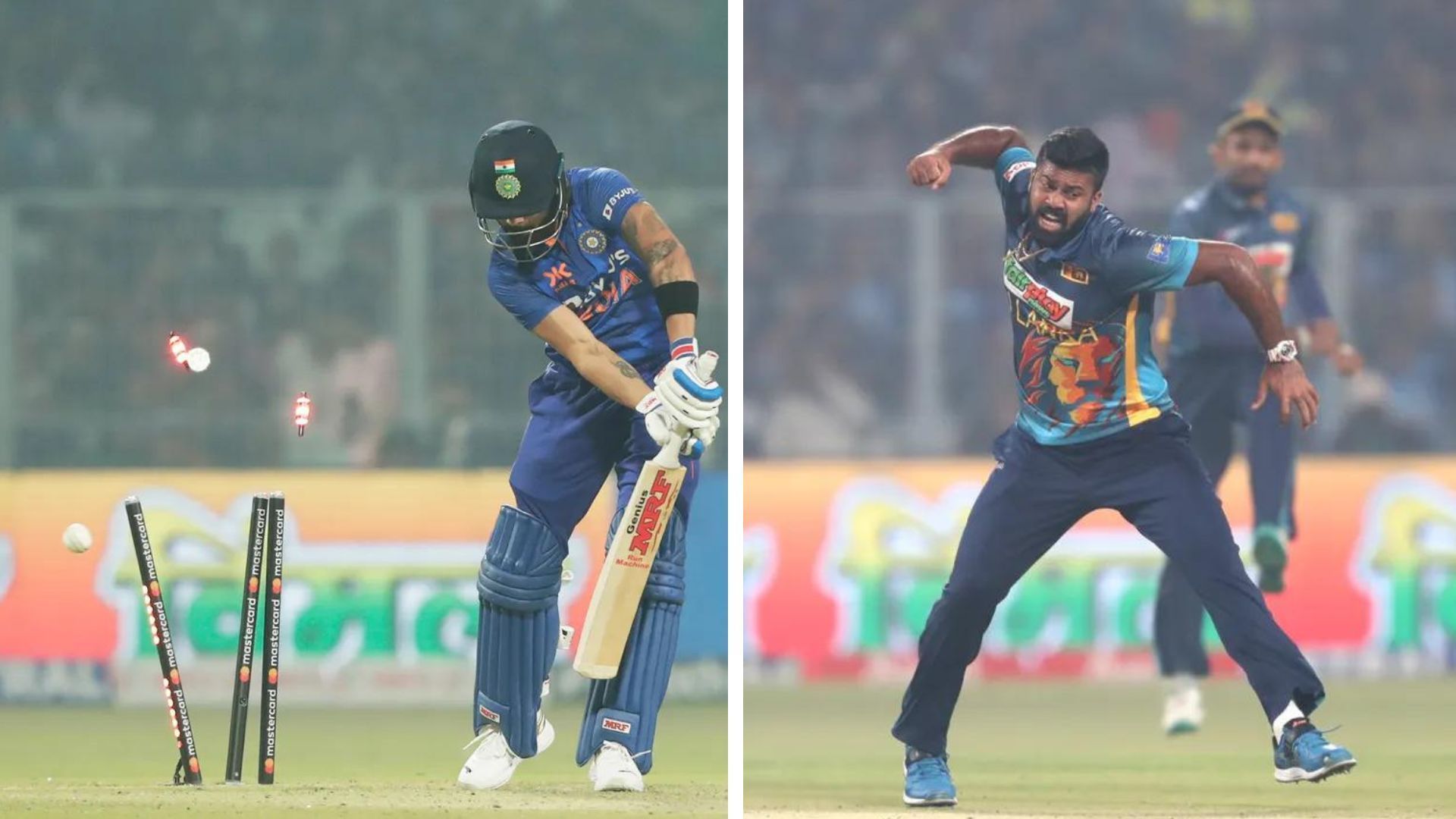 Virat Kohli (L) vs Lahiru Kumara is set to be an interesting battle (P.C.:BCCI)