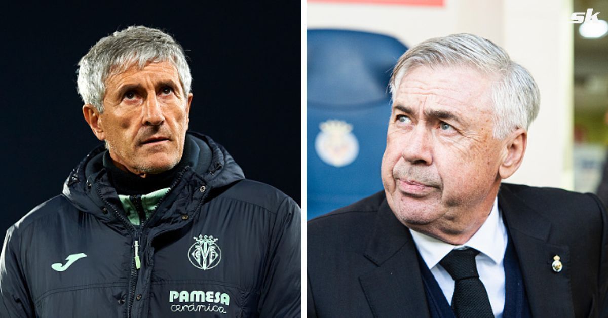 Real Madrid manager Carlo Ancelotti and Villareal boss Quique Setien
