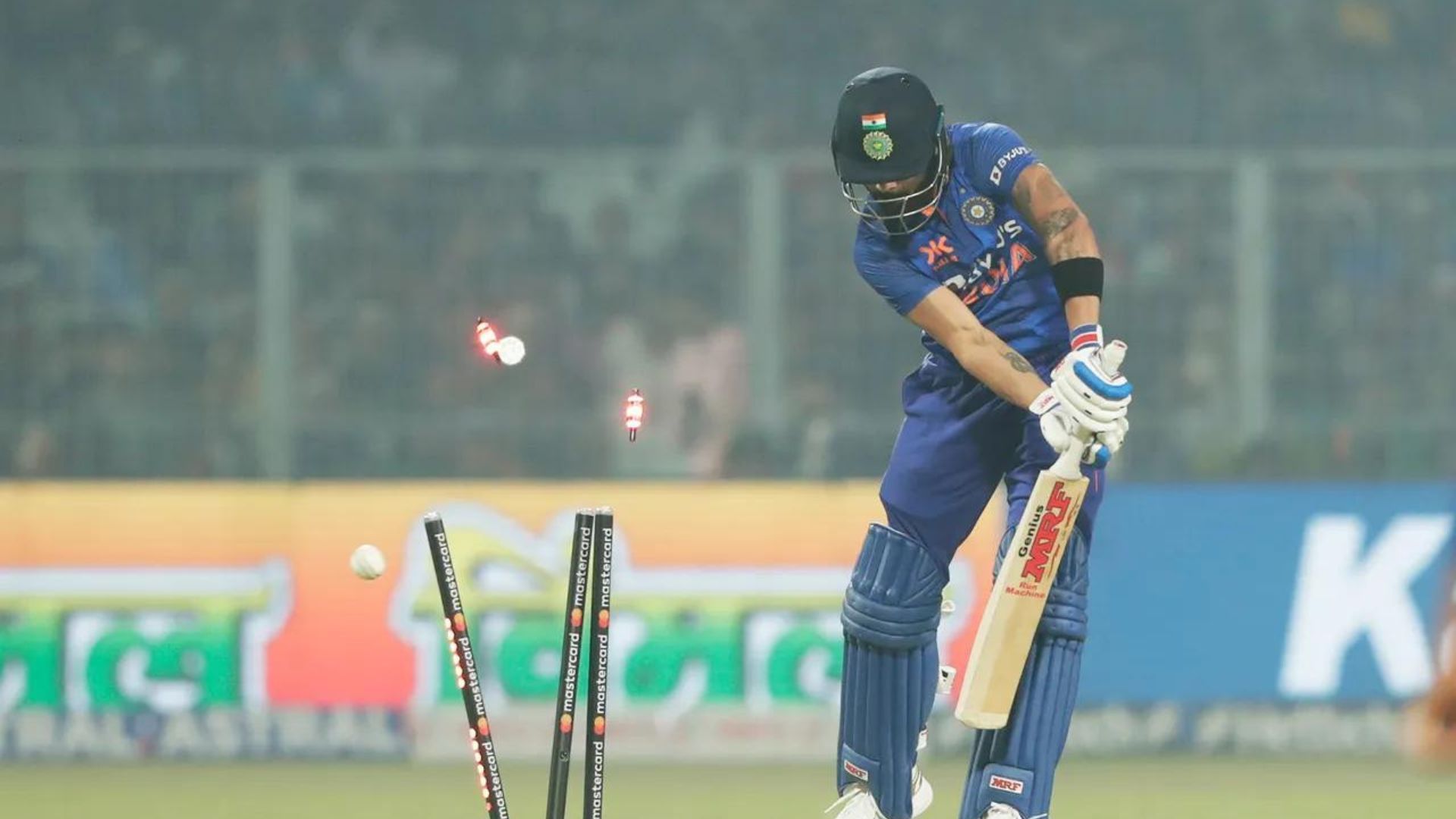 Virat Kohli was a bit shocked by the inward movement of the ball. (P.C.:BCCI)